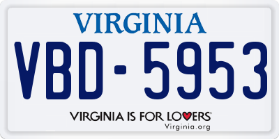 VA license plate VBD5953
