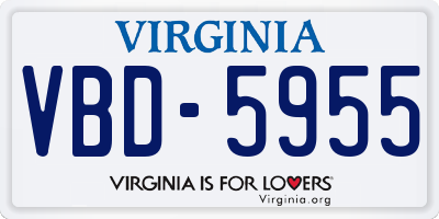 VA license plate VBD5955