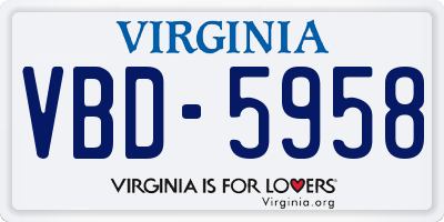 VA license plate VBD5958
