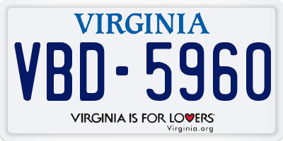 VA license plate VBD5960