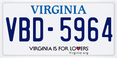 VA license plate VBD5964