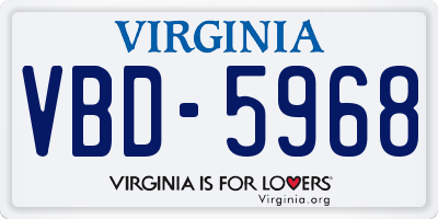 VA license plate VBD5968