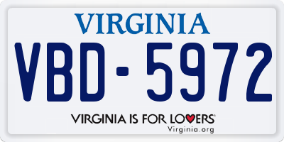 VA license plate VBD5972