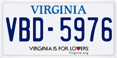 VA license plate VBD5976