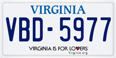 VA license plate VBD5977