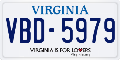 VA license plate VBD5979