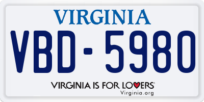 VA license plate VBD5980