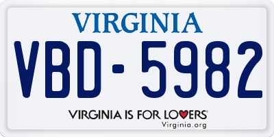 VA license plate VBD5982