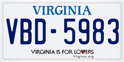 VA license plate VBD5983