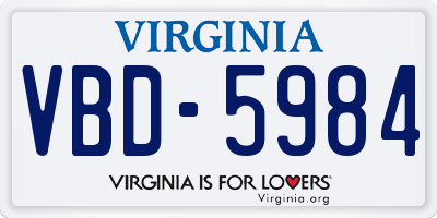 VA license plate VBD5984