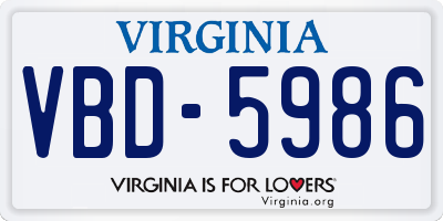 VA license plate VBD5986