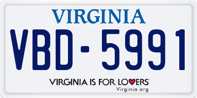 VA license plate VBD5991