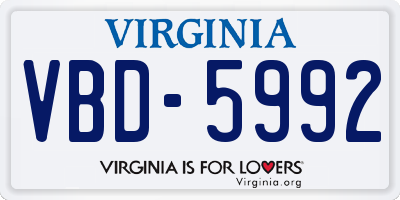VA license plate VBD5992