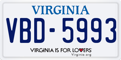 VA license plate VBD5993