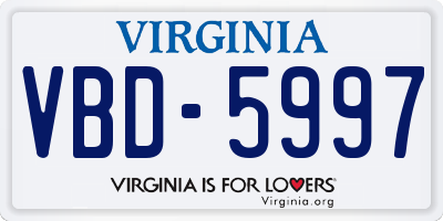 VA license plate VBD5997