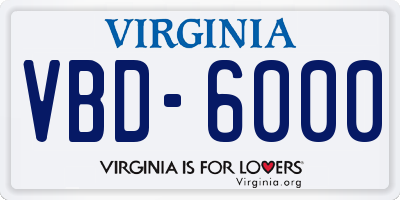 VA license plate VBD6000