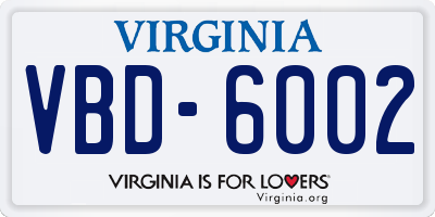 VA license plate VBD6002