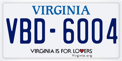 VA license plate VBD6004