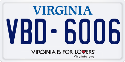 VA license plate VBD6006