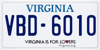 VA license plate VBD6010