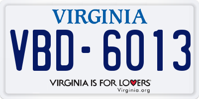 VA license plate VBD6013