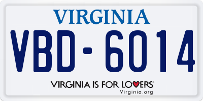 VA license plate VBD6014