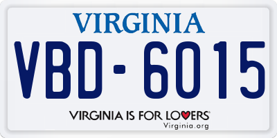 VA license plate VBD6015