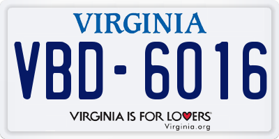 VA license plate VBD6016