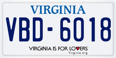 VA license plate VBD6018