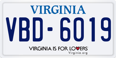 VA license plate VBD6019