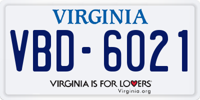 VA license plate VBD6021