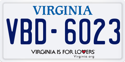 VA license plate VBD6023
