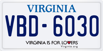 VA license plate VBD6030