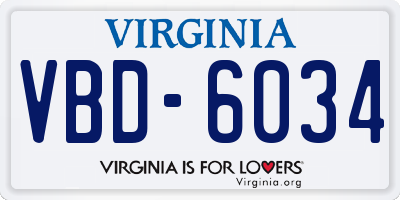 VA license plate VBD6034