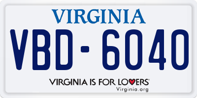 VA license plate VBD6040