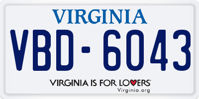 VA license plate VBD6043