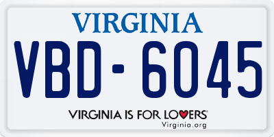 VA license plate VBD6045