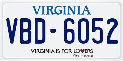 VA license plate VBD6052