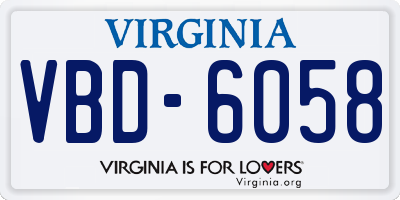 VA license plate VBD6058