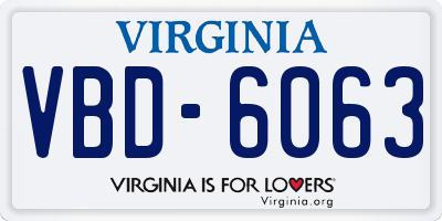 VA license plate VBD6063