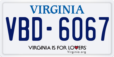 VA license plate VBD6067