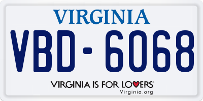 VA license plate VBD6068