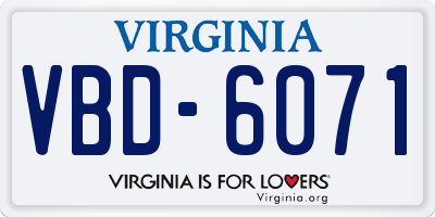 VA license plate VBD6071