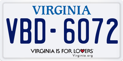 VA license plate VBD6072