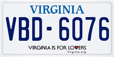 VA license plate VBD6076