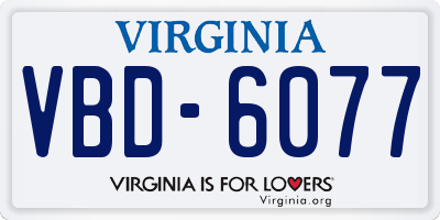 VA license plate VBD6077