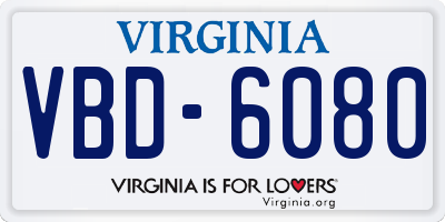 VA license plate VBD6080