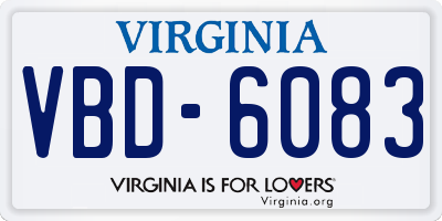VA license plate VBD6083