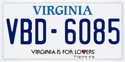 VA license plate VBD6085