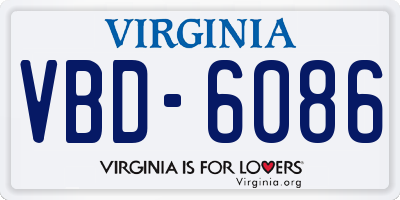 VA license plate VBD6086